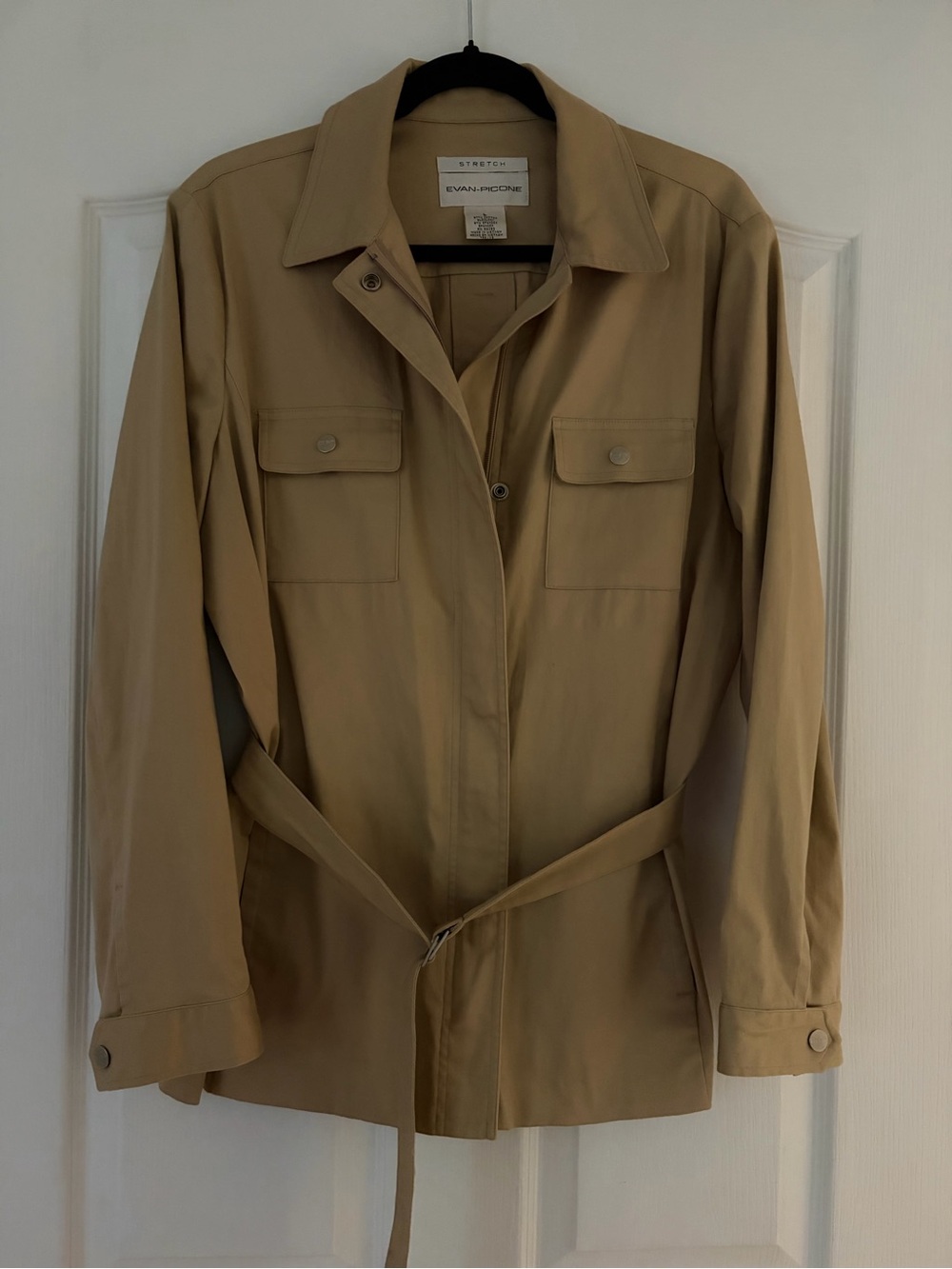 Evan Picone Women's Beige Utility Jacket with Tie Belt